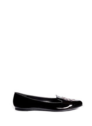 Main View - Click To Enlarge - ALEXANDER MCQUEEN - Sequin skull patent leather slip-ons