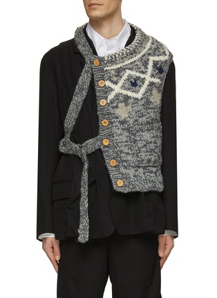Main View - Click To Enlarge - KHOKI - Asymmetric Button Hand Knit Shirt