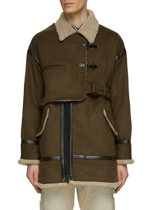 Main View - Click To Enlarge - KHOKI - Fleece Collar Asymmetrical Zip Fireman Jacket