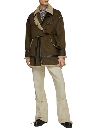 Figure View - Click To Enlarge - KHOKI - Fleece Collar Asymmetrical Zip Fireman Jacket
