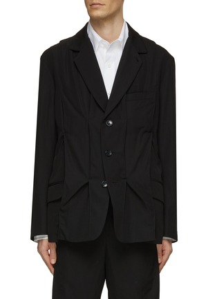 Main View - Click To Enlarge - KHOKI - Pleated Detail Notch Lapel Single Breasted Blazer