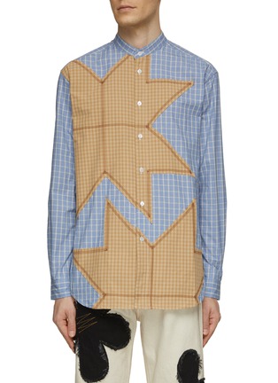 Main View - Click To Enlarge - KHOKI - Patchwork Appliqué Chequered Shirt