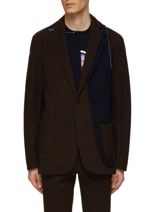 Main View - Click To Enlarge - KOLOR - Panel Patchwork Faux Button Detail Blazer