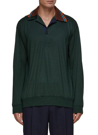 Main View - Click To Enlarge - KOLOR - Double Collar Polo Wool Shirt