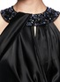Detail View - Click To Enlarge - ST. JOHN - Rose blossom print jacquard knit jewel embellished dress