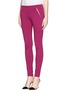 Front View - Click To Enlarge - EMILIO PUCCI - Slanted zip stretch leggings