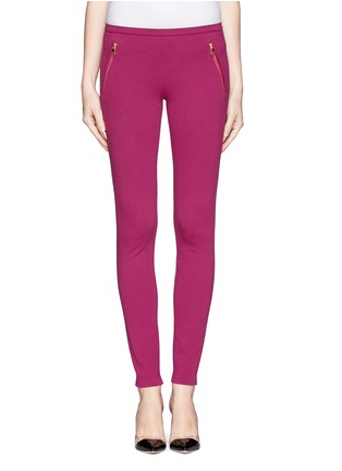 Main View - Click To Enlarge - EMILIO PUCCI - Slanted zip stretch leggings