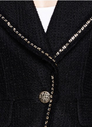 Detail View - Click To Enlarge - ST. JOHN - Chain trim bouclé plaid knit blazer