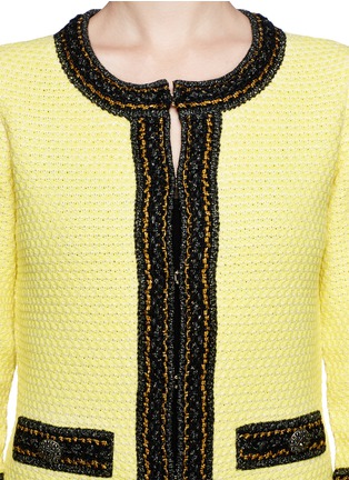 Detail View - Click To Enlarge - ST. JOHN - Contrast trim tweed knit jacket