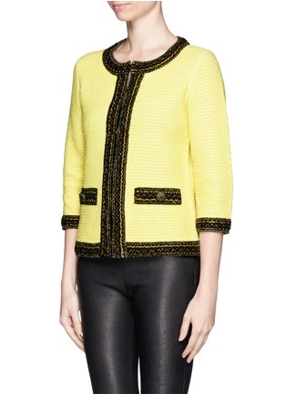 Front View - Click To Enlarge - ST. JOHN - Contrast trim tweed knit jacket