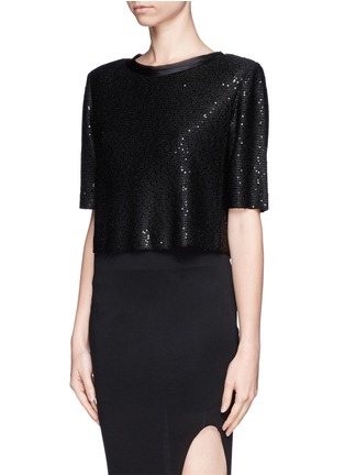 Front View - Click To Enlarge - ST. JOHN - Bow sequin crop top
