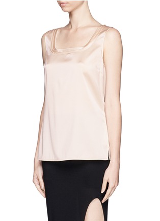 Front View - Click To Enlarge - ST. JOHN - Ruffle trim silk charmeuse shell top