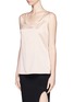 Front View - Click To Enlarge - ST. JOHN - Ruffle trim silk charmeuse shell top