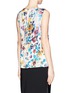 Back View - Click To Enlarge - ST. JOHN - Pleat neck floral print blouse