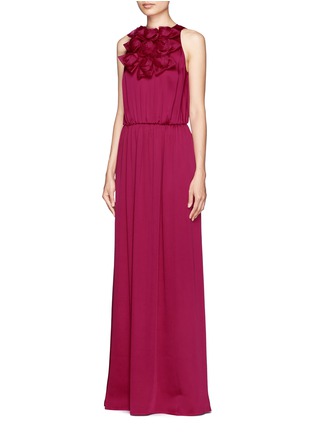 Figure View - Click To Enlarge - ST. JOHN - Silk organza rosette crepe evening gown