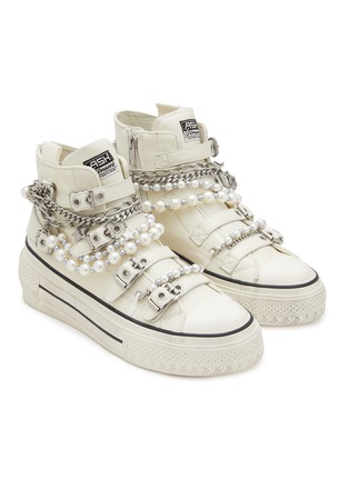 Detail View - Click To Enlarge - ASH - Rainbow Chain Embellished Leather High-Top Sneakers