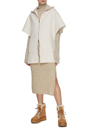 Figure View - Click To Enlarge - PESERICO - Wool Cashmere Blend Elbow Sleeve Cape Jacket