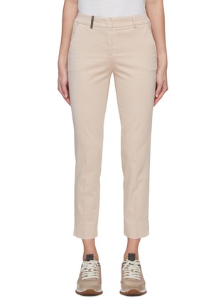 Main View - Click To Enlarge - PESERICO - Monili Tab Slim Fit Cropped Pants