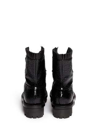 Back View - Click To Enlarge - ALEXANDER MCQUEEN - Velvet lace-up patent leather boots