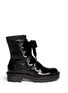 Main View - Click To Enlarge - ALEXANDER MCQUEEN - Velvet lace-up patent leather boots