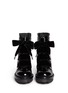 Figure View - Click To Enlarge - ALEXANDER MCQUEEN - Velvet lace-up patent leather boots