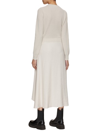 Back View - Click To Enlarge - PESERICO - Bifabric Ribbed Knit Chiffon Dress