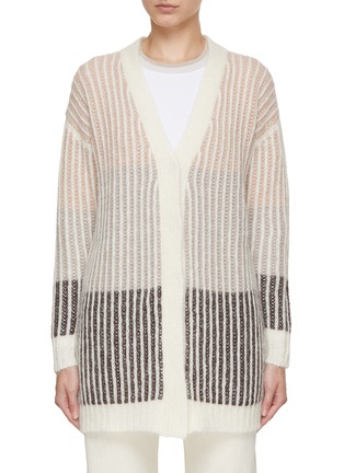 Main View - Click To Enlarge - PESERICO - Stripe Long Cardigan