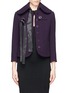 Detail View - Click To Enlarge - ALEXANDER MCQUEEN - Wide collar eyelet front wool jacket
