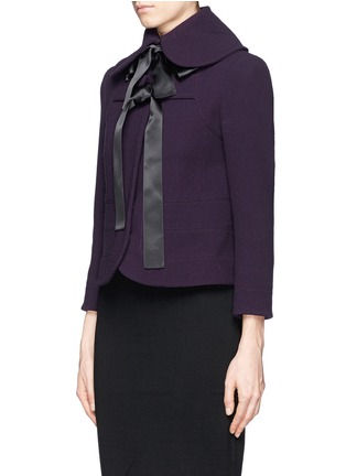 Front View - Click To Enlarge - ALEXANDER MCQUEEN - Wide collar eyelet front wool jacket