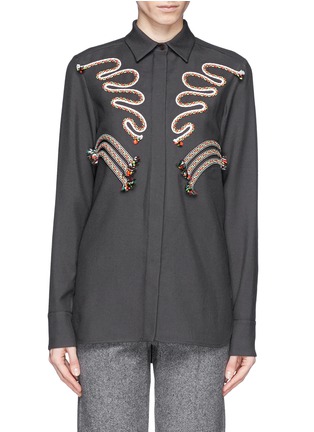Main View - Click To Enlarge - STELLA MCCARTNEY - Rope embroidery wool twill tailored shirt