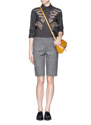 Figure View - Click To Enlarge - STELLA MCCARTNEY - Rope embroidery wool twill tailored shirt