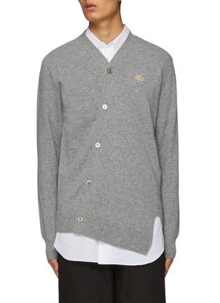 Main View - Click To Enlarge - COMME DES GARÇONS SHIRT - X Lacoste Gator Badge Slanted Cardigan