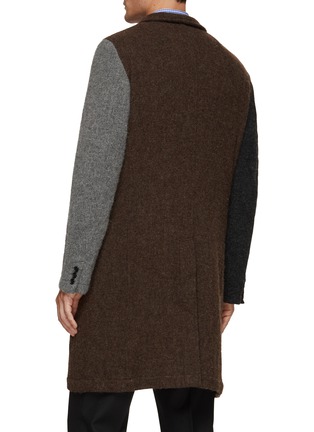 Back View - Click To Enlarge - COMME DES GARÇONS SHIRT - Single Breasted Contrast Sleeves Tweed Coat