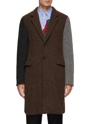 Main View - Click To Enlarge - COMME DES GARÇONS SHIRT - Single Breasted Contrast Sleeves Tweed Coat