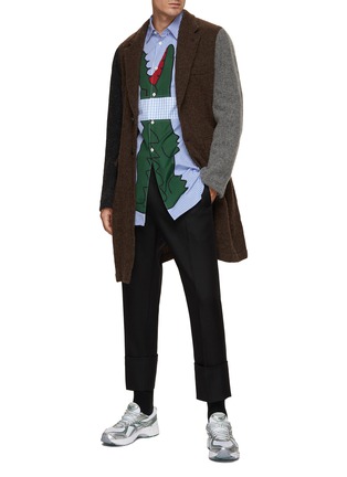 Figure View - Click To Enlarge - COMME DES GARÇONS SHIRT - Single Breasted Contrast Sleeves Tweed Coat