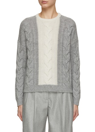Main View - Click To Enlarge - PESERICO - Bicoloured Cable Knit Jumper