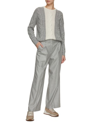 Figure View - Click To Enlarge - PESERICO - Bicoloured Cable Knit Jumper