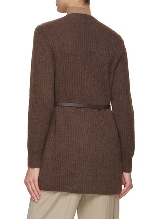 Back View - Click To Enlarge - PESERICO - Sequin Chunky Knit Belted Cardigan