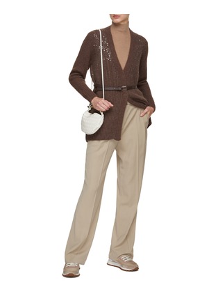 Figure View - Click To Enlarge - PESERICO - Sequin Chunky Knit Belted Cardigan