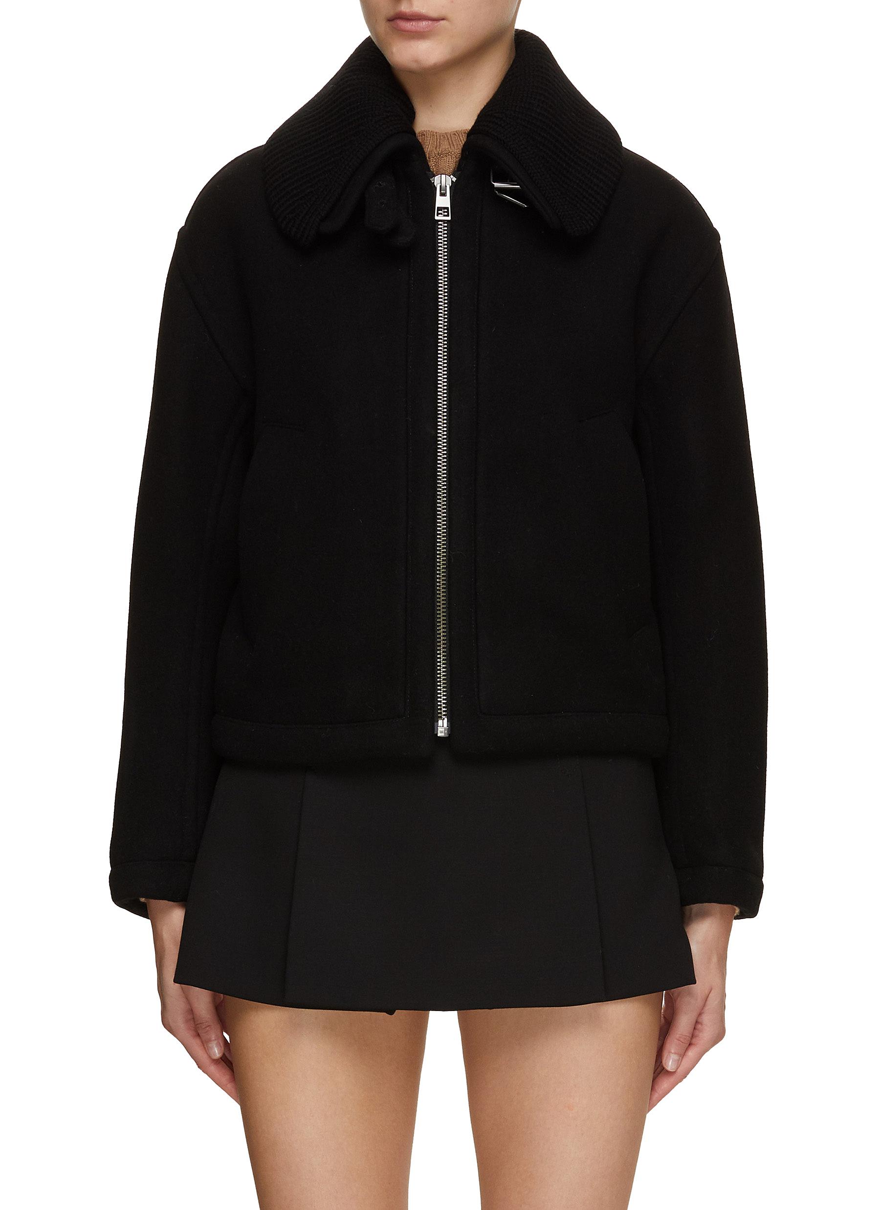 Cropped aviator discount jacket black