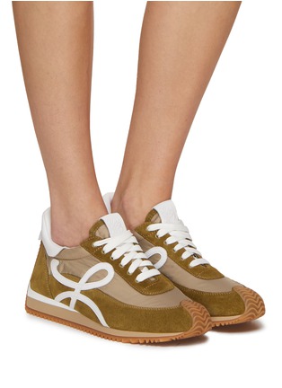Luxury women's sneakers - Medalist Autry sneakers in white leather, beige  suede and orange back