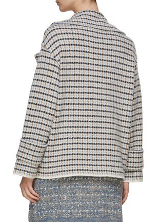 Back View - Click To Enlarge - BRUNO MANETTI - Houndstooth Motif Wool Blend Knit Jacket