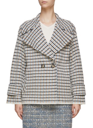 Main View - Click To Enlarge - BRUNO MANETTI - Houndstooth Motif Wool Blend Knit Jacket