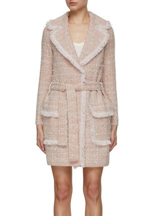 Main View - Click To Enlarge - BRUNO MANETTI - Belted Wool Tweed Knit Coat