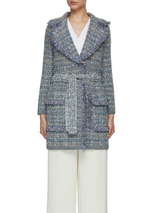 Main View - Click To Enlarge - BRUNO MANETTI - Belted Wool Tweed Knit Coat