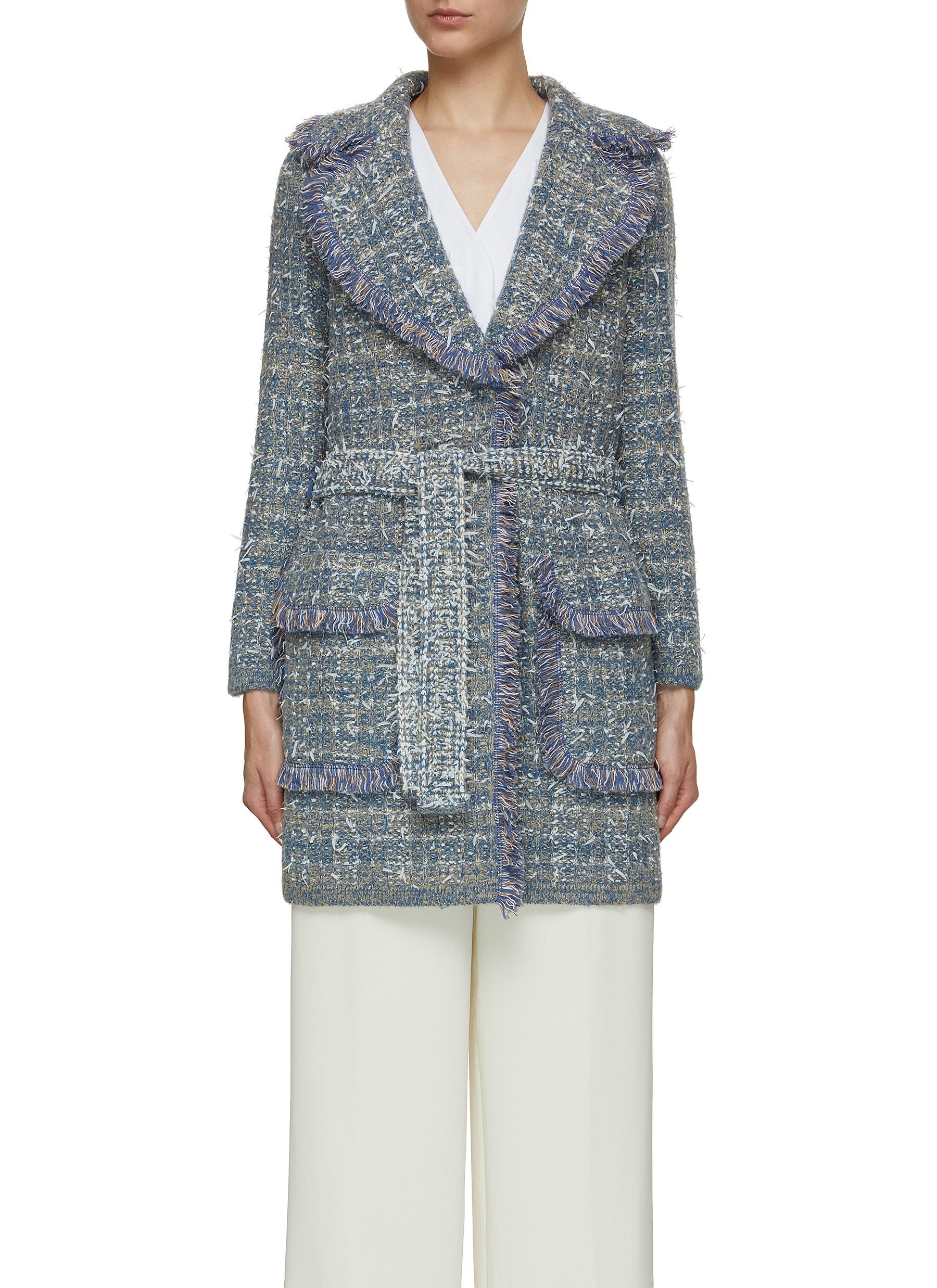 Women tweed knitted cheap coat