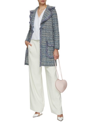 Figure View - Click To Enlarge - BRUNO MANETTI - Belted Wool Tweed Knit Coat