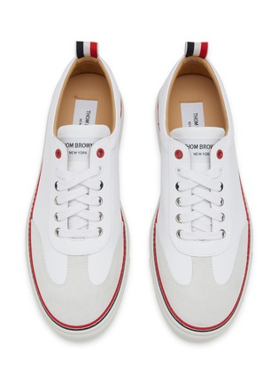 Detail View - Click To Enlarge - THOM BROWNE  - Leather Low Top Sneakers