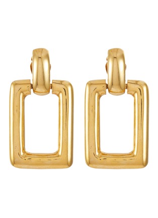 Main View - Click To Enlarge - LANE CRAWFORD VINTAGE ACCESSORIES - Gold Tone Square Hoop Earrings
