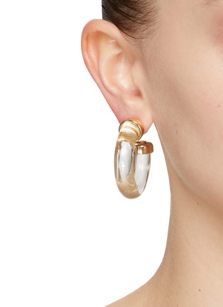Figure View - Click To Enlarge - LANE CRAWFORD VINTAGE ACCESSORIES - Gold Tone Clear Hoop Earrings